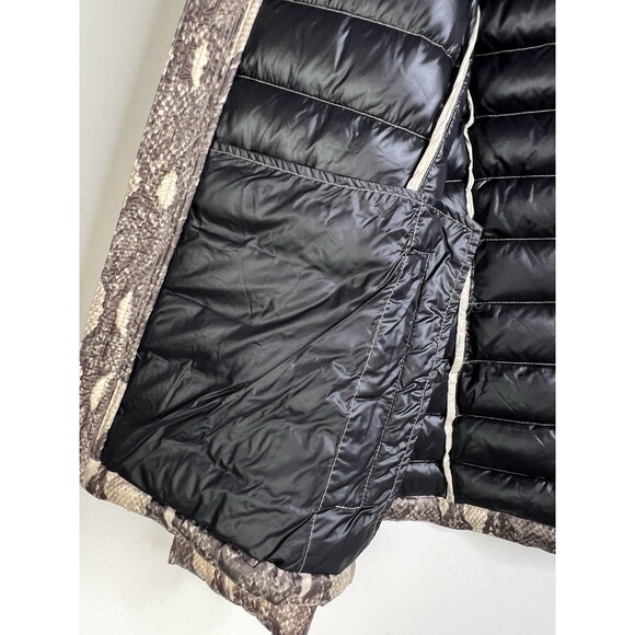 Calvin Klein Sz M Down Packable Coat Y2K Snakeskin Brown Leopard Warm Comfy - Picture 6 of 9